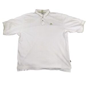 Adidas Polo Shirt Mens XL White Green Climalite Garland Golf Logo Performance